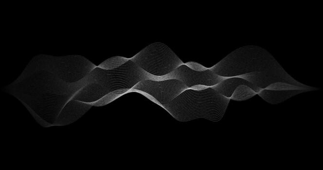 Fading wave of particles Grid on black background for Science and Communication Technology vector