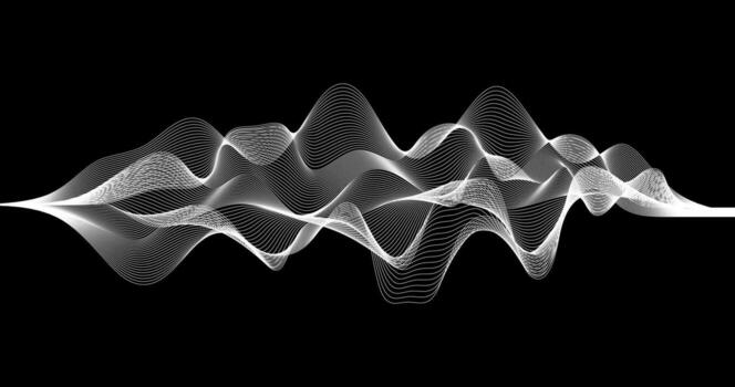 Telecommunication and Science Technology with Radio Signal waves Black and white Pattern vector