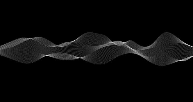 Radio Signal Wave of particles 3D grid surface on Black Background for Science Technology vector