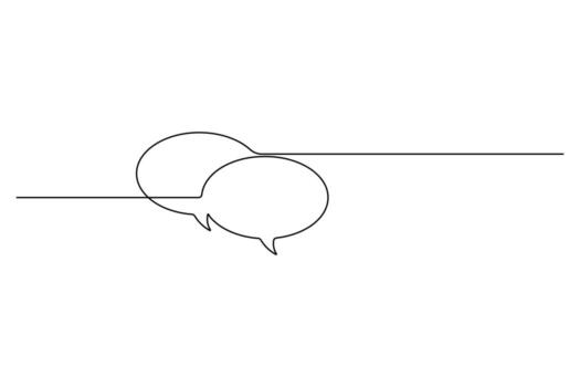 Speech bubble continuous one line art drawing overlapping dialogue speech bubble illustration. vector