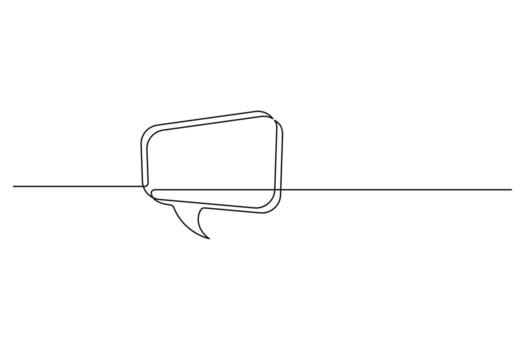 habla burbuja continuo uno línea Arte dibujo rectangular mensaje diálogo habla burbuja ilustración. vector