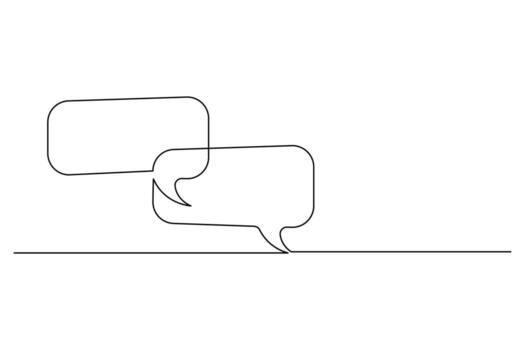 Speech bubble continuous one line art drawing dialogue communication speech bubble illustration. vector