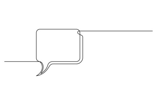 Speech bubble continuous one line art drawing thought response dialogue speech bubble illustration. vector