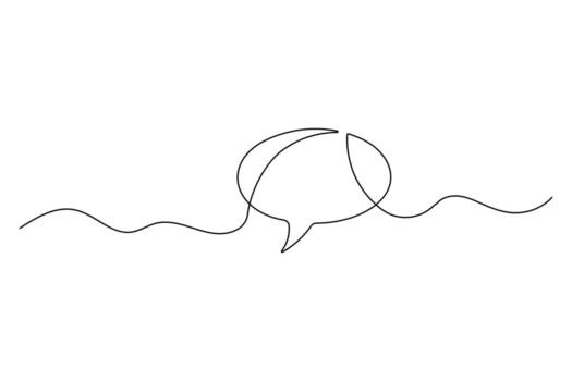 Speech bubble continuous one line art drawing flowing wavy dialogue speech bubble illustration. vector