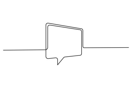 Speech bubble continuous one line art drawing rounded square communication speech bubble illustration. vector