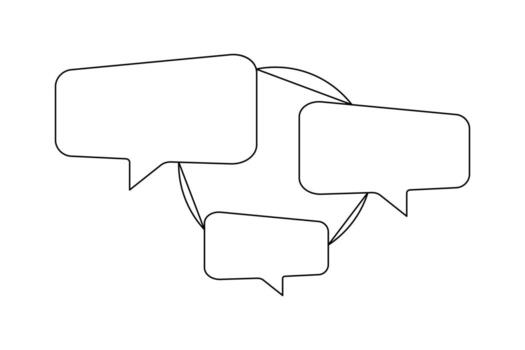 Speech bubble continuous one line art drawing interlocking communication dialogue speech bubble illustration. vector