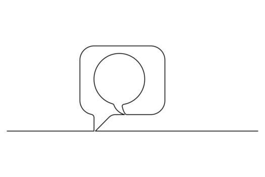 Speech bubble continuous one line art drawing ellipsis thinking dialogue speech bubble illustration. vector