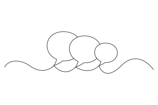 Speech bubble continuous one line art drawing cascading dialogue speech bubble illustration. vector
