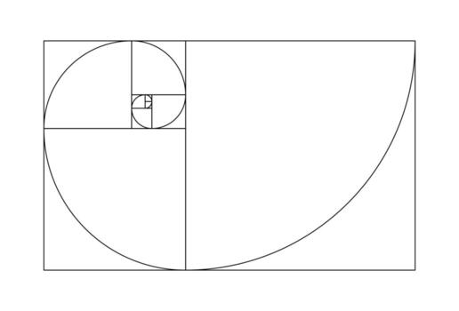 Golden harmony proportions template. Golden ratio template. Fibonacci numbers, array. vector