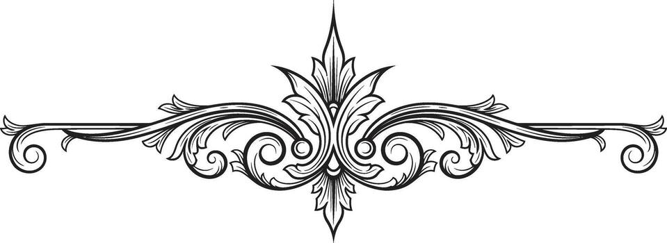 elegante negro y blanco floral Desplazarse diseño con simétrico curva elementos vector