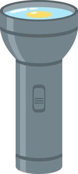 Flat Design Handheld Flashlight for Camping and Adventure in Cartoon Style vector