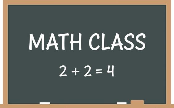 Chalkboard Illustration Math Class With Addition Equation on Blackboard vector