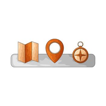 Navigation of Map, Location Pin, and Compass vector