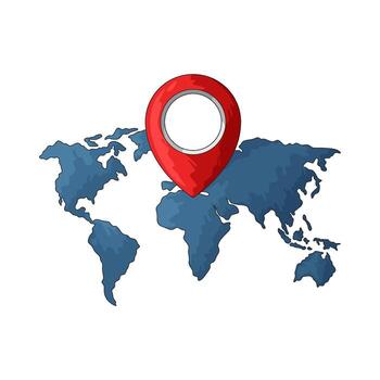 World Map with Red Location Pin vector