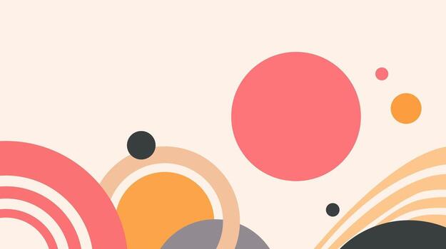 retro abstract circles and waves composition background vector