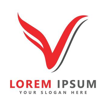 Abstract Logo with Red and Black Checkmark Shape vector