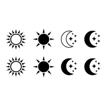 art of sun and moon icon set, representing day and night cycle vector