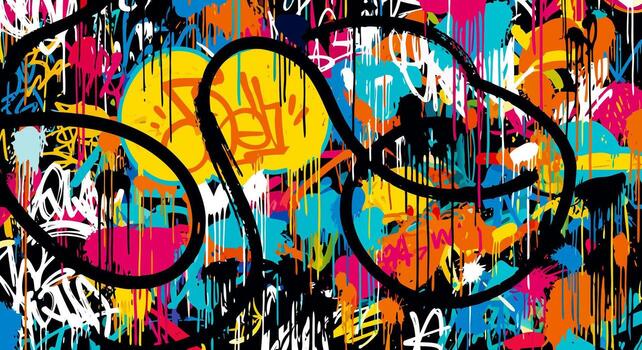 Vibrant Abstract Graffiti Art with Bold Colors and Dynamic Lines - A Creative Expression vector
