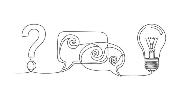 uno línea Arte continuo pregunta a idea proceso vector