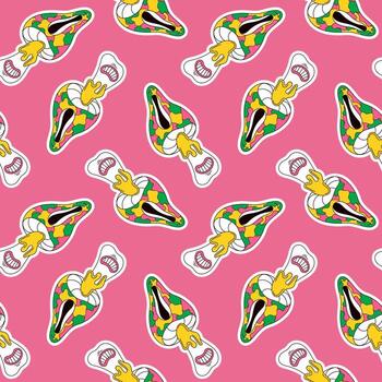 sin costura modelo con maravilloso dibujos animados estilo seta en un rosado antecedentes. vector