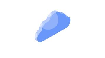 moln med fil mapp och ner pil, isometrisk animerad ikon av moln ladda ner video