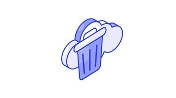 begrepp isometrisk animerad ikon av moln radera, moln och skräp bin design.. video