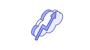 tillväxt pil med moln isometrisk av moln statistik, moln analys animerad ikon.. video