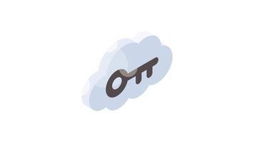 Cloud with key denoting concept isometric animated icon of cloud access video