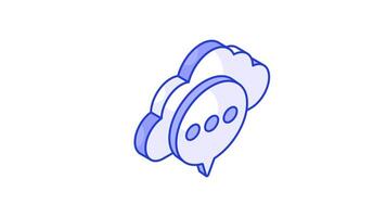 moln med chatt bubbla isometrisk animerad ikon av moln meddelande, moln kommunikation design.. video