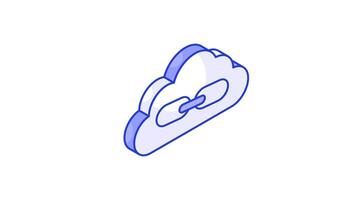 pegue isto criativo animado ícone do nuvem ligação dentro isométrico estilo isolado em branco fundo.. video