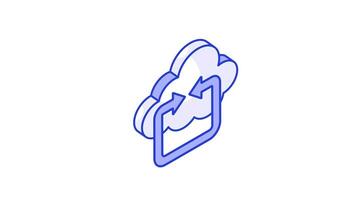 agarrar isto lindo animado ícone do nuvem sincronização, nuvem atualizar projeto.. video