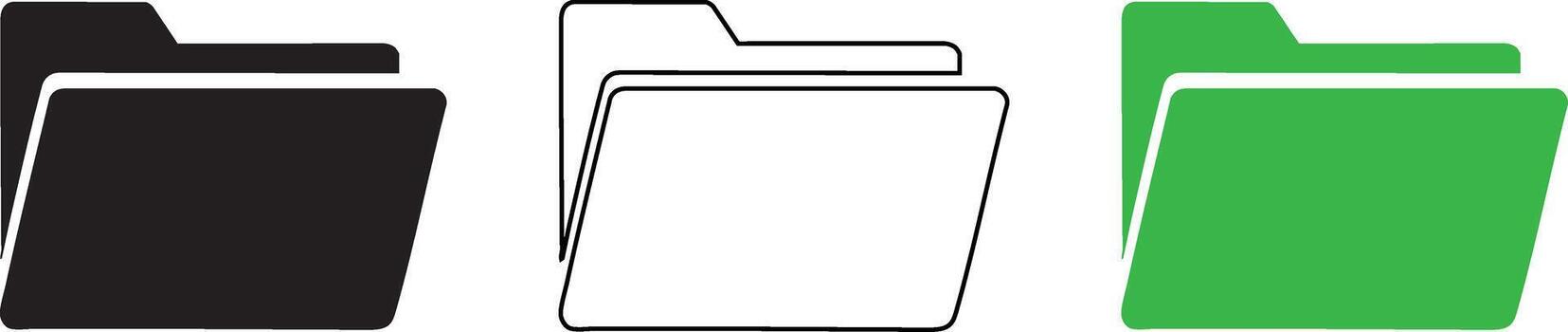 Three folder icons representing different file management options or statuses vector