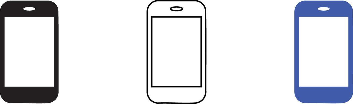 Three stylized representations of a rectangular object with a top hole and a bottom section vector