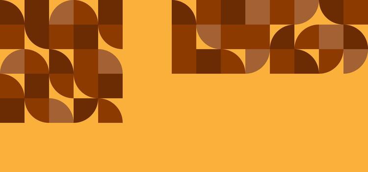 Abstract brown geometric patterns on orange vector