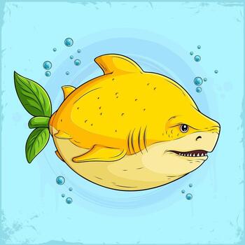 Cartoon fish with leaf in water vector