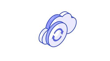 nube sincronizzare, frecce con nube, isometrico animato icona di nube aggiornare, facile per uso .. video