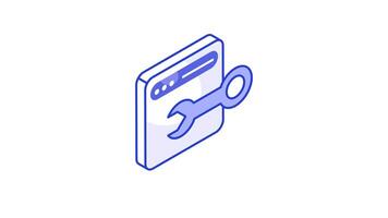 Spanner with website denoting concept animated icon of website setting.. video