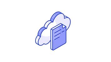 papel com nuvem, a surpreendente animado ícone do nuvem arquivo, Internet dados armazenar.. video