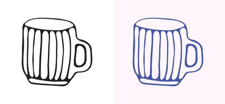 mano dibujado ilustración de un vacío taza o taza. esta sencillo garabatear línea Arte es Perfecto para personalizado bebidas, genérico bebida gráficos, o logo. un mínimo, de múltiples fines contorno icono. vector