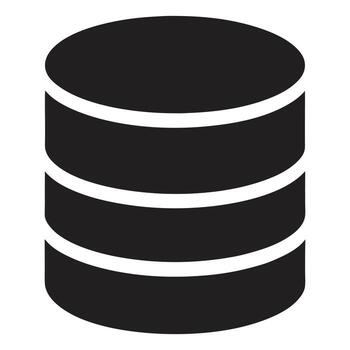 Database Icon in Bold Silhouette Representing Storage, Technology, and Data Management Perfect for IT, Web, and Software Design vector