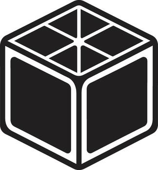 3D Cube Illustration in Minimal Silhouette Representing Geometry, Structure, and Design Perfect for Modern, Technology, and Abstract Concepts vector