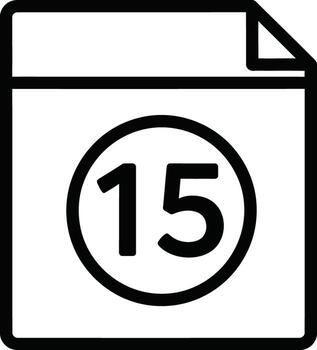 Calendar icon showing the 15th day of the month, perfect for scheduling and reminders vector