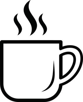 Coffee cup icon with steam, representing a hot beverage, break time, and relaxation in a simple design vector