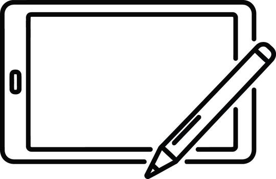 A tablet with a pen is a versatile device for drawing, notetaking, and creative work on the go or at home. vector