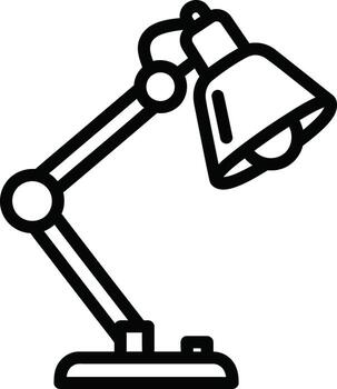 Desk lamp, a classic and adjustable light source for studying and working at home or in the office vector