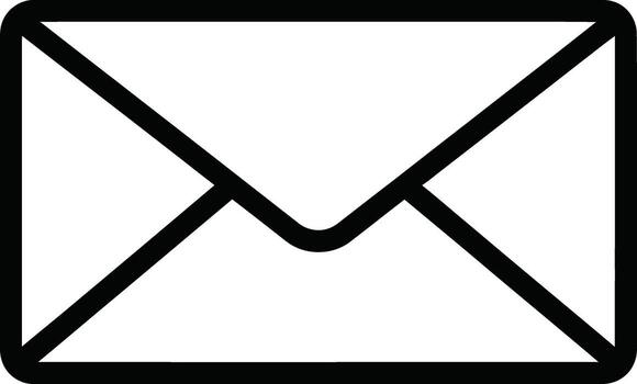 Email envelope message and communication concept in simple black line drawing correspondence and mail vector