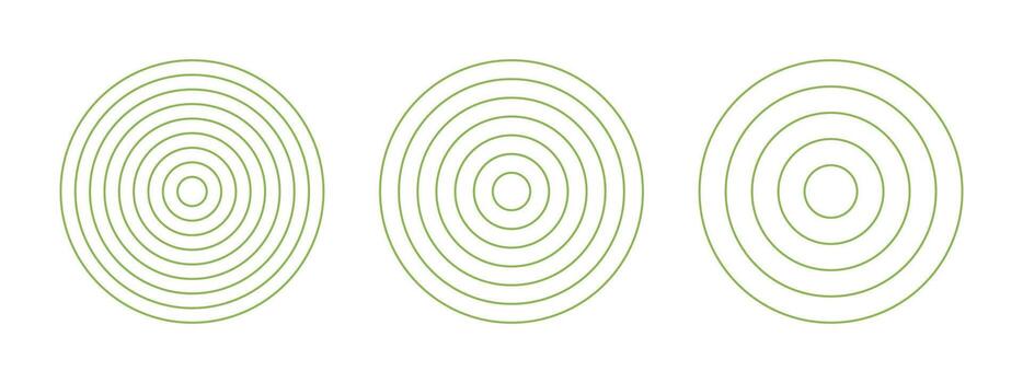 Polar grids green concentric circles set. Wheel of life, habits trackers. of Circle diagrams divided on 8, 6, 4 equal segments collection. Blank polar graph paper template. vector