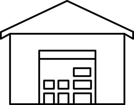 High-quality icon depicting a warehouse or storage building. Perfect for logistics, inventory, and industrial design projects. Clean, simple design for easy scalability. vector
