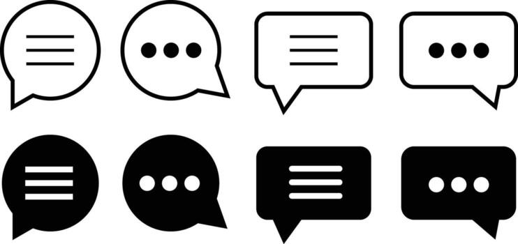 Set of Chat Message Bubbles Icon. Communication icons. Hamburger web. List menu sign. App burger icons. three horizontal bars vector