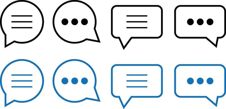 Set of Chat Message Bubbles Icon. Communication icons. Hamburger web. List menu sign. App burger icon. three horizontal bars vector